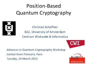 PositionBased Quantum Cryptography Christian Schaffner ILLC University of