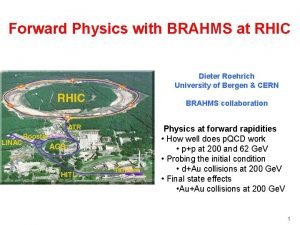 Forward Physics with BRAHMS at RHIC Dieter Roehrich