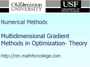 Numerical Methods Multidimensional Gradient Methods in Optimization Theory