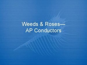 Weeds Roses AP Conductors Might you rewrite this
