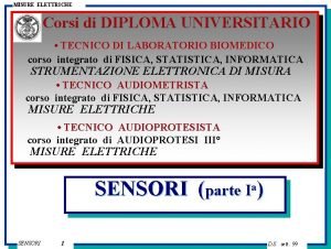 MISURE ELETTRICHE Corsi di DIPLOMA UNIVERSITARIO TECNICO DI