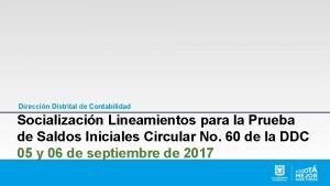 Direccin Distrital de Contabilidad Socializacin Lineamientos para la