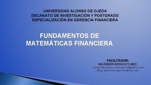 UNIVERSIDAD ALONSO DE OJEDA DECANATO DE INVESTIGACIN Y