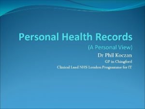 Personal health record definition