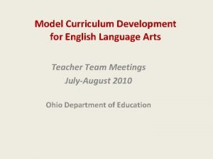 Model Curriculum Development for English Language Arts Teacher