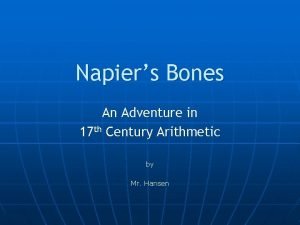 Napiers Bones An Adventure in 17 th Century