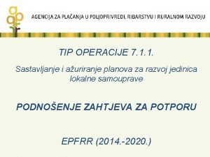 TIP OPERACIJE 7 1 1 Sastavljanje i auriranje