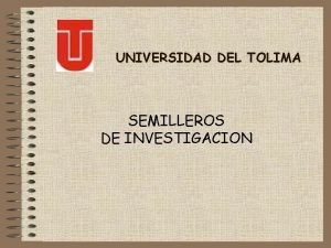 UNIVERSIDAD DEL TOLIMA SEMILLEROS DE INVESTIGACION SEMILLEROS DE