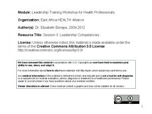 Module Leadership Training Workshop for Health Professionals Organization
