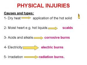 Injury caused by dry heat