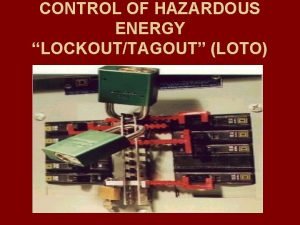 CONTROL OF HAZARDOUS ENERGY LOCKOUTTAGOUT LOTO LOCKOUTTAGOUT The