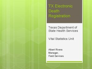 Texas electronic death registry