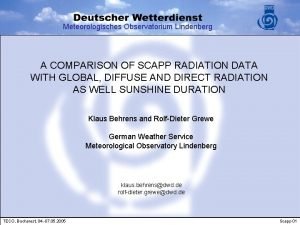 Meteorologisches Observatorium Lindenberg A COMPARISON OF SCAPP RADIATION