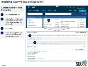 Invoicing Resolve Invoice Exceptions Access an Invoice with