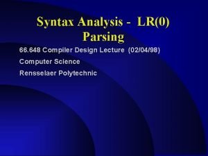 Syntax analysis in compiler design