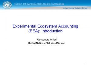 System of EnvironmentalEconomic Accounting Experimental Ecosystem Accounting EEA