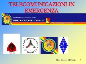 TELECOMUNICAZIONI IN EMERGENZA Nino Grasso IT 9 CUX