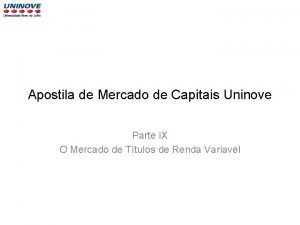 Apostila de Mercado de Capitais Uninove Parte IX