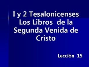 I y 2 Tesalonicenses Los Libros de la