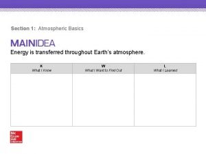 Section 1 Atmospheric Basics Energy is transferred throughout