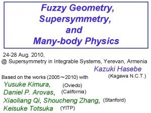 Fuzzy Geometry Supersymmetry and Manybody Physics 24 28