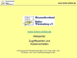 www bvbwonline de Webportal Zugriffszahlen und Nutzerverhalten Jahrestagung