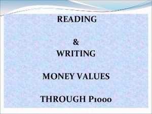 Reading and writing money in symbols and in words