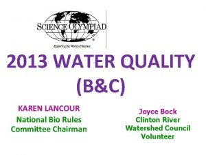 2013 WATER QUALITY BC KAREN LANCOUR National Bio