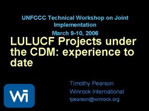 UNFCCC Technical Workshop on Joint Implementation March 9