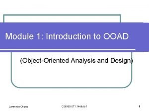 Introduction to ooad