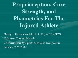 Proprioception Core Strength and Plyometrics For The Injured