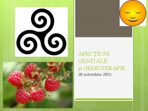 AFECIUNI GENITALE i GEMOTERAPIE 20 noiembrie 2015 Funcia