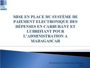 MISE EN PLACE DU SYSTME DE PAIEMENT ELECTRONIQUE