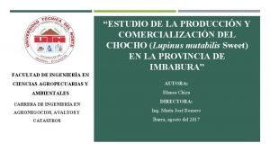 ESTUDIO DE LA PRODUCCIN Y COMERCIALIZACIN DEL CHOCHO