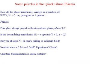 Some puzzles in the Quark Gluon Plasma How
