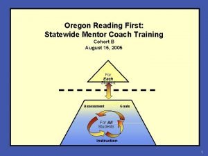 Oregon Reading First Statewide Mentor Coach Training Cohort