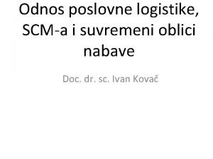 Odnos poslovne logistike SCMa i suvremeni oblici nabave