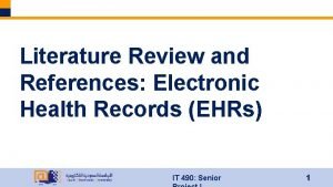 Literature Review and References Electronic Health Records EHRs