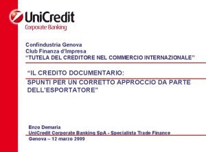 Confindustria Genova Club Finanza dImpresa TUTELA DEL CREDITORE