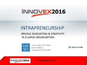 INTRAPRENEURSHIP DRIVING INNOVATION CREATIVITY IN A LARGE ORGANIZATION