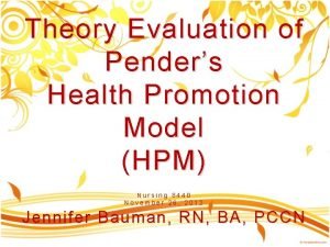Pender's health promotion theory