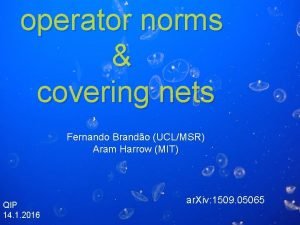 operator norms covering nets Fernando Brando UCLMSR Aram