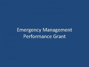 Emergency Management Performance Grant EMPG Program Narrative Overview