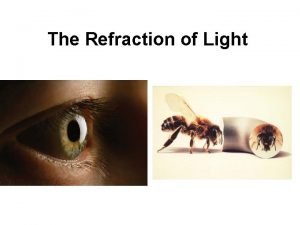 The Refraction of Light The Index of Refraction
