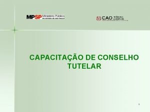 CAPACITAO DE CONSELHO TUTELAR 1 CAPACITAO DE CONSELHO