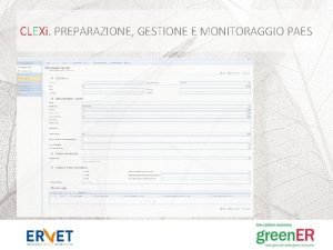 CLEXi PREPARAZIONE GESTIONE E MONITORAGGIO PAES CLEXi PREPARAZIONE