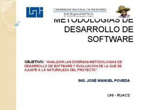 METODOLOGIAS DE DESARROLLO DE SOFTWARE OBJETIVO ANALIZAR LAS