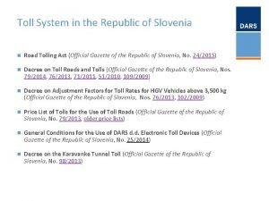 Slovenia toll roads