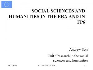 SOCIAL SCIENCES AND HUMANITIES IN THE ERA AND