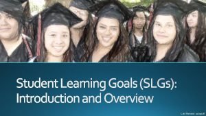 Student Learning Goals SLGs Introduction and Overview Last